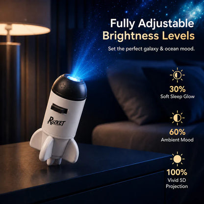 🇺🇸BVJ® 🚀 Rocket Galaxy Projector Night Light – Smart Holographic Star & Nebula Display