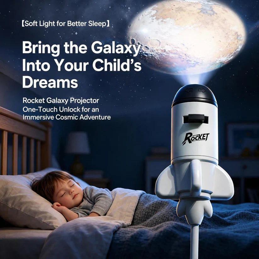 🇺🇸BVJ® 🚀 Rocket Galaxy Projector Night Light – Smart Holographic Star & Nebula Display