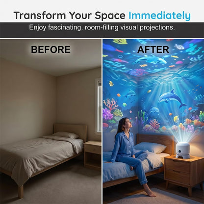 Dynamic Rotating LED Projector Light, 360° Rotating Ocean Wave Night, Adjustable Brightness Rotating LED Projector With Dynamic Lighting Effect for Bedroom Living Room Theater Party Decor, Snowflake