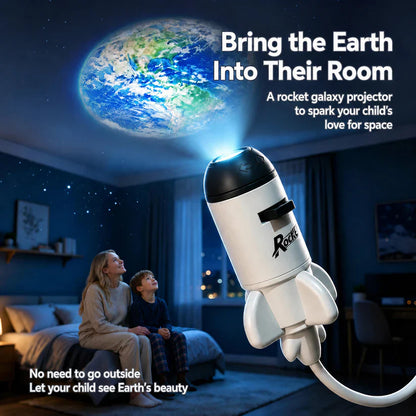 🇺🇸BVJ® 🚀 Rocket Galaxy Projector Night Light – Smart Holographic Star & Nebula Display