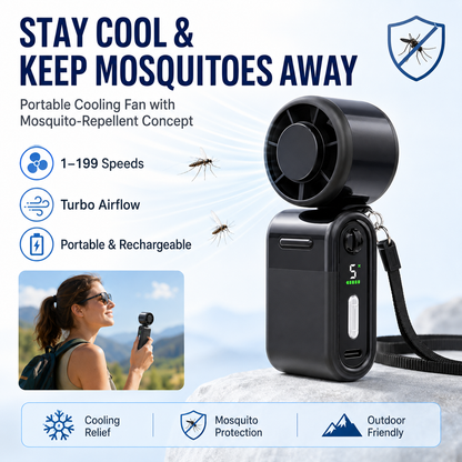2026 HOT SALE50K+ BVJ®SOLD!❄️ 50% OFF! Mosquito-Repelling Turbo Handheld Fan – 16900 RPM, 6 speeds, LED display. 3000mAh battery, 10.7hrs cooling. Pocket‑sized power! 🌬️✨🦟